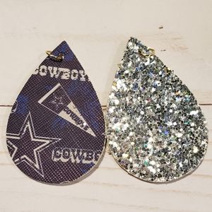 Dallas cowboys and silver glitter earrings
